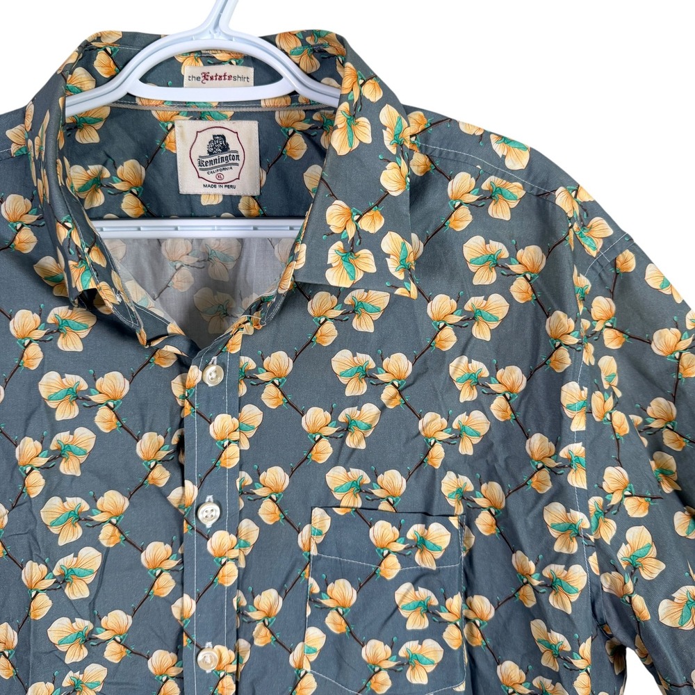 Kennington California Floral Estate Shirt Button Up Mens XL Short Sleeve Cotton